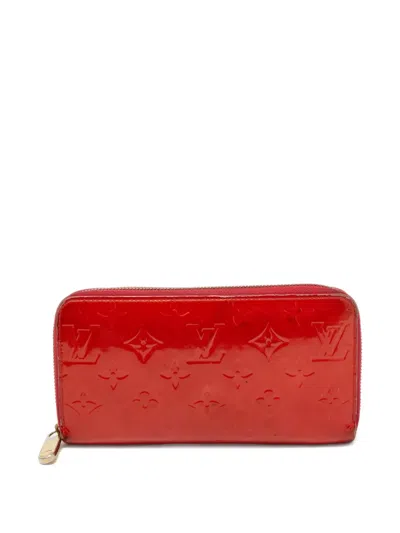 Pre-owned Louis Vuitton Zippy Monogram Vernis Wallet In Red