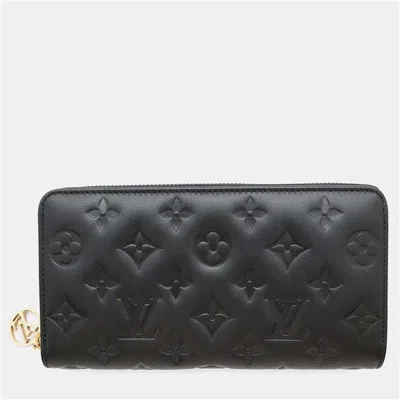 Pre-owned Louis Vuitton Zippy Noir Monogram Lambskin Wallet In Black