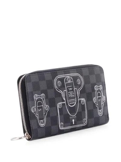 Pre-owned Louis Vuitton Zippy Organizer Limited Edition Trunks And Locks Damier Graphite Small Wallets In Black