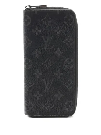 Pre-owned Louis Vuitton Zippy Vertical Wallet In Black