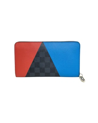 Pre-owned Louis Vuitton Zippy Wallet America's Cup Damier In Blue