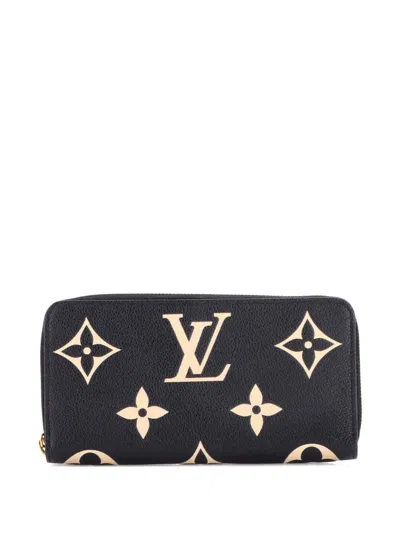 Pre-owned Louis Vuitton Zippy Wallet Bicolor Monogram Empreinte Giant Small Wallets In Black