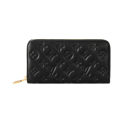 Pre-owned Louis Vuitton Zippy Wallet 'black Monogram Embossed Lambskin Leather' | Women's Size Onesize