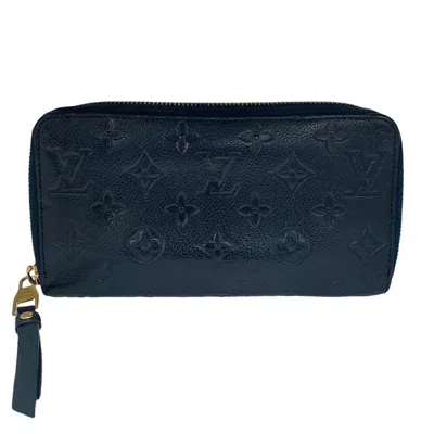 Pre-owned Louis Vuitton Zippy Wallet Navy Leather Wallet  () In Blue