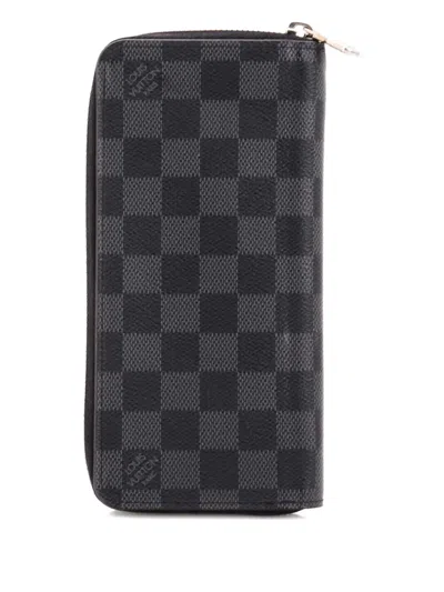 Pre-owned Louis Vuitton Zippy Wallet Damier Graphite Vertical Small Wallets In Black