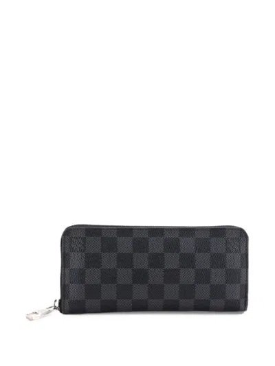 Pre-owned Louis Vuitton Zippy Wallet Damier Graphite Vertical Small Wallets In Black