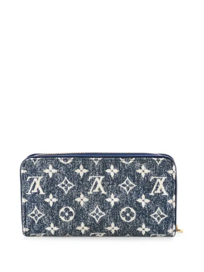 Pre-owned Louis Vuitton Zippy Wallet Denim Small Wallets In Blue