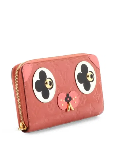 Pre-owned Louis Vuitton Zippy Wallet Limited Edition Valentine Dog Monogram Vernis Small Wallets In Neutrals
