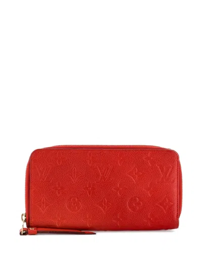 Pre-owned Louis Vuitton Zippy Wallet Monogram Empreinte Leather Small Wallets In Orange
