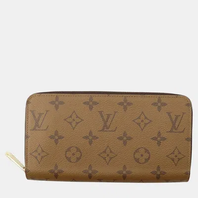 Pre-owned Louis Vuitton Zippy Wallet Noir Monogram Reverse Canvas In Black