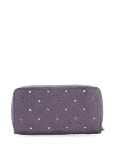 Pre-owned Louis Vuitton Zippy Wallet Studded Monogram Empreinte Leather Small Wallets In Gray
