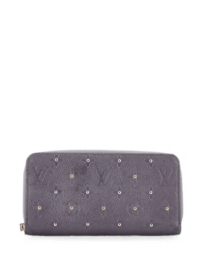 Pre-owned Louis Vuitton Zippy Wallet Studded Monogram Empreinte Leather Small Wallets In Gray