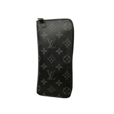 Pre-owned Louis Vuitton Zippy Wallet Vertical Canvas Wallet () In Black