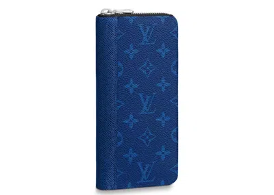 Pre-owned Louis Vuitton Zippy Wallet Vertical In Pacific Blue