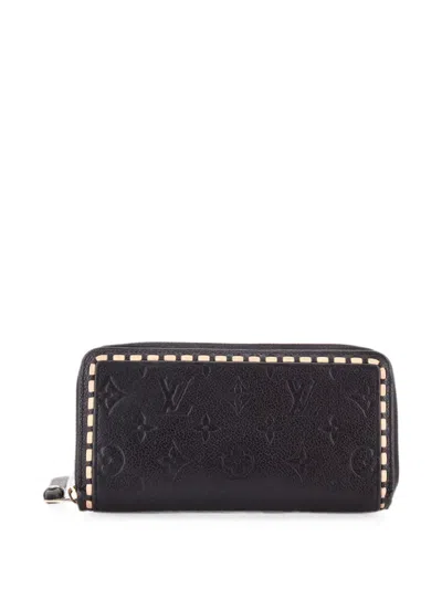 Pre-owned Louis Vuitton Zippy Wallet Whipstitch Monogram Empreinte Leather Small Wallets In Black