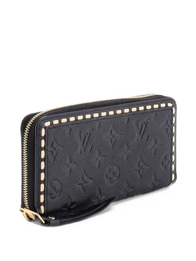 Pre-owned Louis Vuitton Zippy Wallet Whipstitch Monogram Empreinte Leather Small Wallets In Black