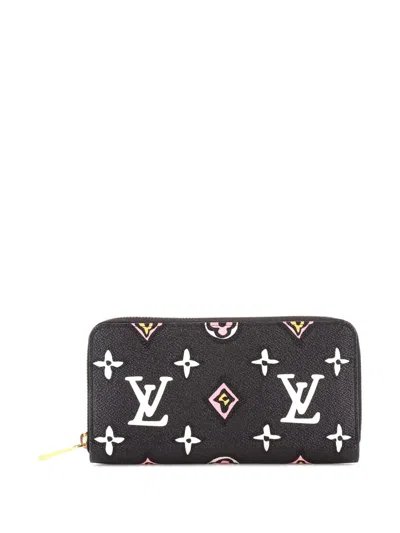 Pre-owned Louis Vuitton Zippy Wallet Wild At Heart Monogram Giant Small Wallets In Black