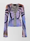 Louisa Ballou Abstract Pattern Long Sleeve Open Front Top In Multi