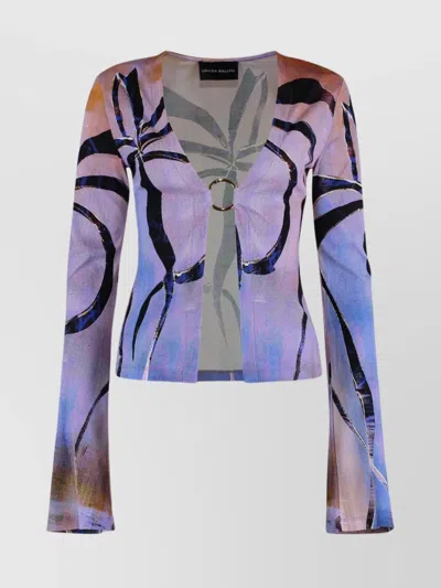 Louisa Ballou Abstract Pattern Long Sleeve Open Front Top In Multi