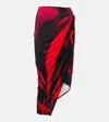 Louisa Ballou Coastline Queen-print Asymmetric Midi Skirt In Queens Gambit