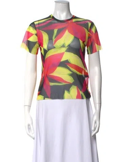 Pre-owned Louisa Ballou Floral Print Crew Neck Top In Multicolor