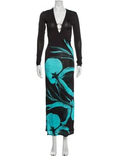 Pre-owned Louisa Ballou Floral Print Dress In Black