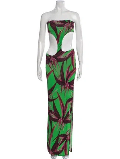 Pre-owned Louisa Ballou Floral Print Long Dress In Multicolor