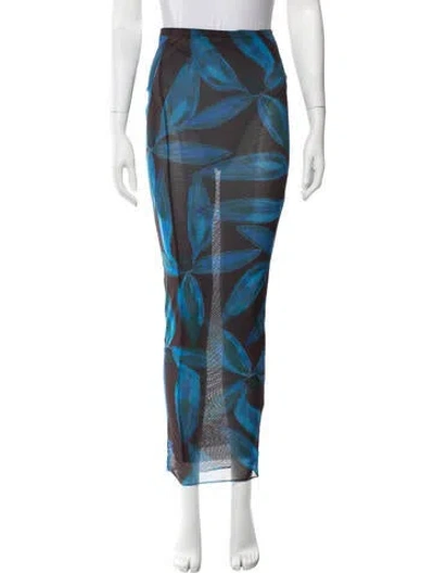 Pre-owned Louisa Ballou Floral Print Long Skirt In Black