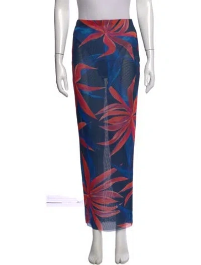 Pre-owned Louisa Ballou Floral Print Long Skirt In Blue