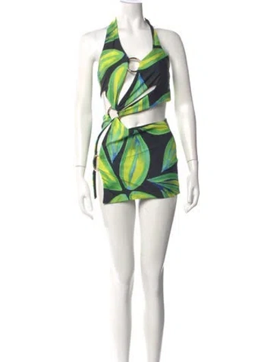 Pre-owned Louisa Ballou Floral Print Mini Dress In Black