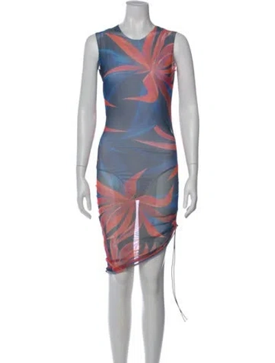 Pre-owned Louisa Ballou Floral Print Mini Dress In Blue