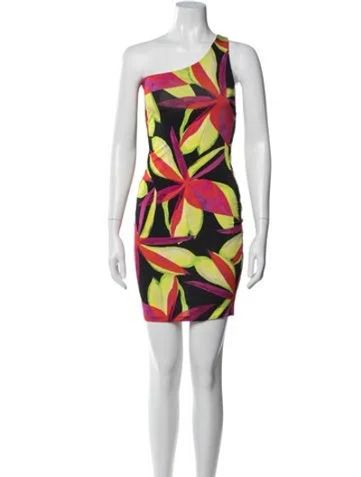 Pre-owned Louisa Ballou Floral Print Mini Dress W/ Tags In Black