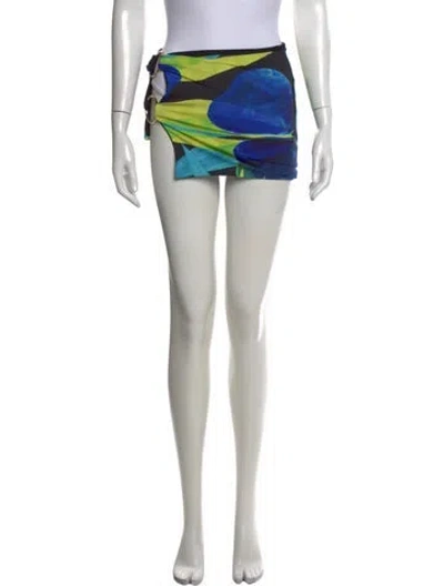 Pre-owned Louisa Ballou Floral Print Mini Skirt In Green