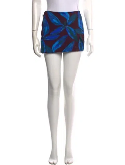 Pre-owned Louisa Ballou Floral Print Mini Skirt In Purple