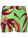 Louisa Ballou Botanical Print Ribbed Shorts In Green
