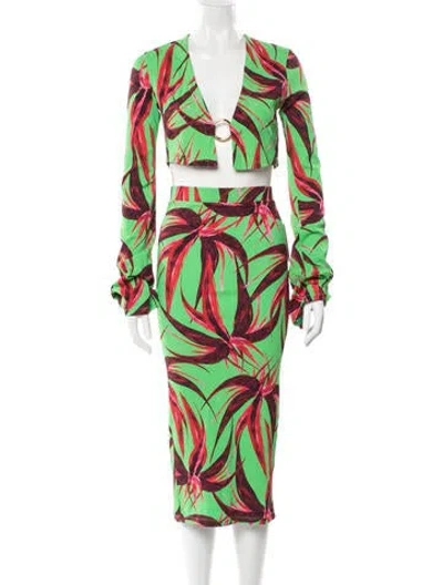 Pre-owned Louisa Ballou Floral Print Skirt Set W/ Tags In Pink