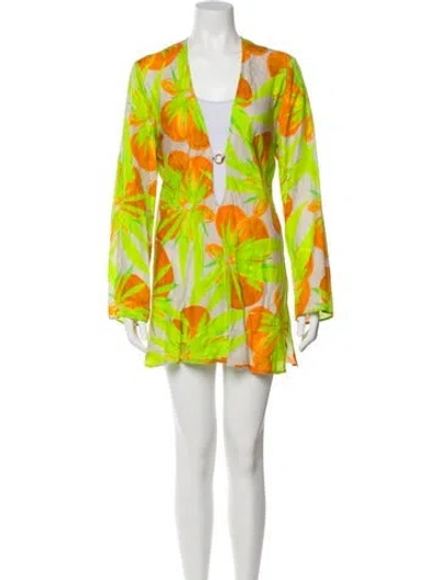 Pre-owned Louisa Ballou Floral Print V-neck Blouse In Multi