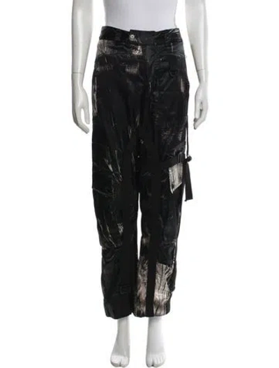Pre-owned Louisa Ballou Graphic Print Wide Leg Pants In Blue