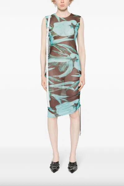 Louisa Ballou Heatwave Dress In Turquoise Flower In Multi