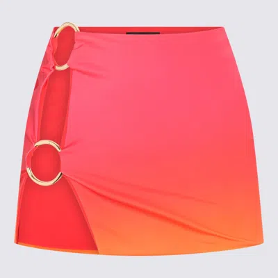 Louisa Ballou Hot Pink Stretch Double Ring Mini Skirt In Orange