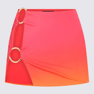 Louisa Ballou Hot Pink Stretch Double Ring Mini Skirt In Orange