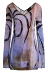 Louisa Ballou Fitted Long Sleeve Dress With Abstract Print In Brown