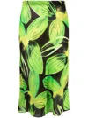 Louisa Ballou Printed Cotton And Silk Georgette Midi Skirt In Green