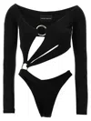 Louisa Ballou Cutout Embellished Stretch-jersey Bodysuit In Black