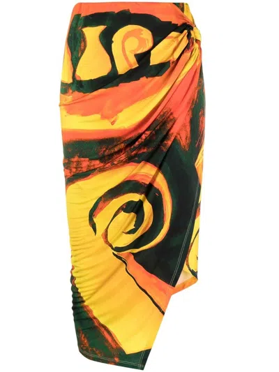 LOUISA BALLOU LOUISA BALLOU LONG PRINTED DRAPED SKIRT