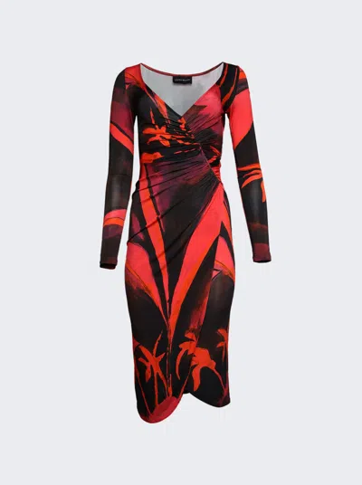 Louisa Ballou Long Sleeve Summer Solstice Midi Dress In Multi