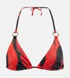 Louisa Ballou Mini Ring Bikini Top In Red Queen