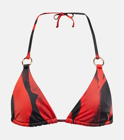 Louisa Ballou Mini Ring Bikini Top In Red