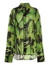 Louisa Ballou Oversized Creponne Printed Silk Shirt In Green