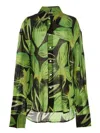 Louisa Ballou Oversized Creponne Printed Silk Shirt